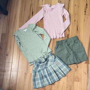 Jumping Beans Green Plaid Skirt Set with Pink and Green Tops